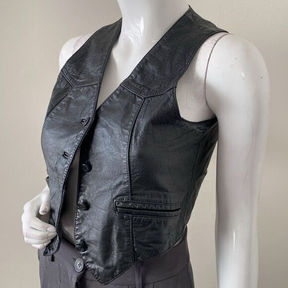 NOT FOR SALE Vintage Berman’s the Leather Experts Black Cropped Women’s Vest - Picture 2 of 6